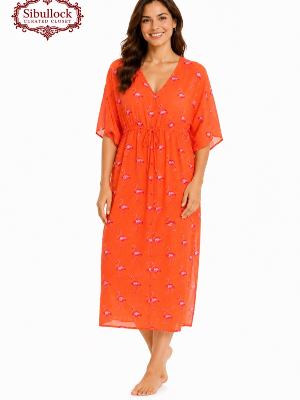 Agnes & Dora Flamingo Print Swim Cover-Up Dress XS NWT Resort Beachwear
